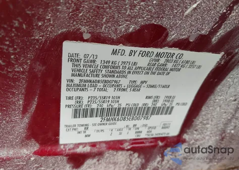 2014 Ford Flex Limited from USA, damaged, VIN 2FMHK6D85EBD07987